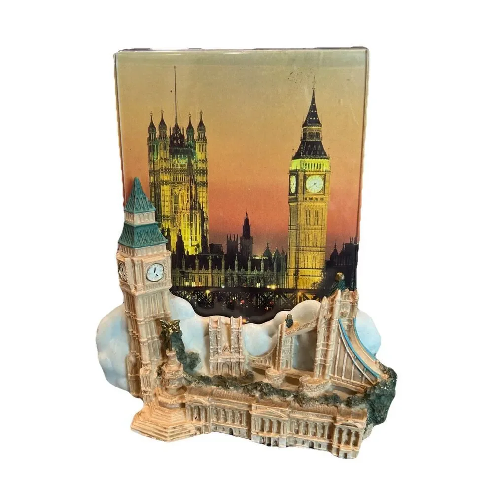 Big Ben Bridge Skyline London England Photo Holder 4x6‎ Carved With Postcard